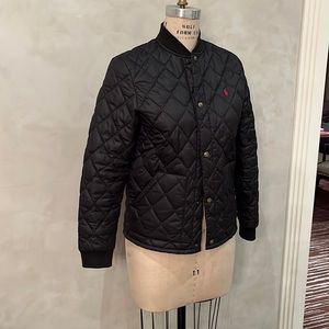 Boys Black Quilted Polo Jacket